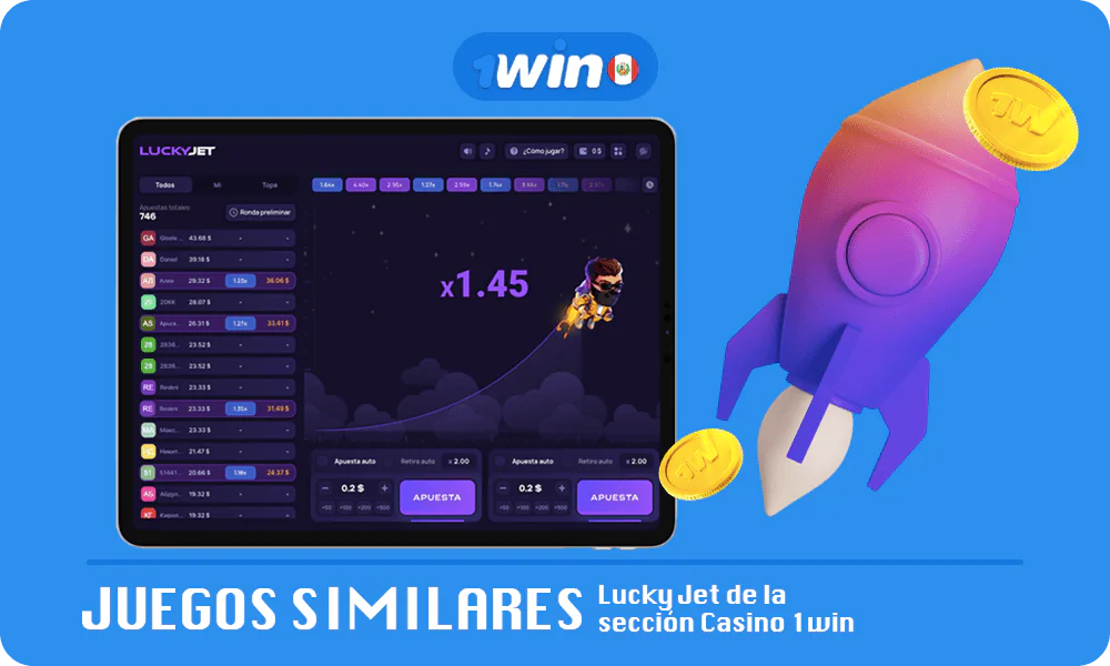 Lista con Juegos similares Lucky Jet de la sección Casino 1win